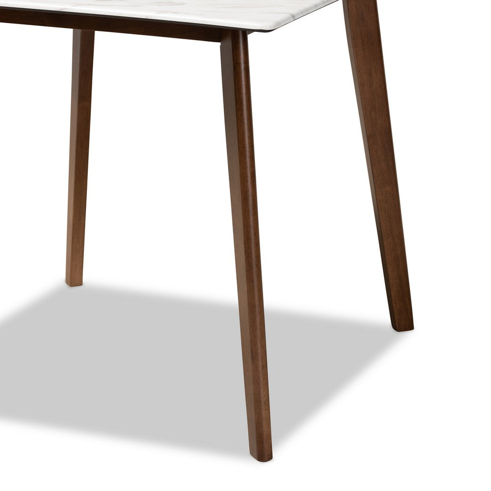 Baxton Studio - Kaylee Dining Table in Marble/Walnut Brown - Kaylee-Marble/Walnut-DT view 4
