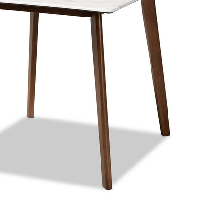 Baxton Studio - Kaylee Dining Table in Marble/Walnut Brown - Kaylee-Marble/Walnut-DT view 4