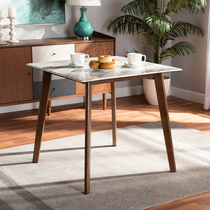 Baxton Studio - Kaylee Dining Table in Marble/Walnut Brown - Kaylee-Marble/Walnut-DT view 5