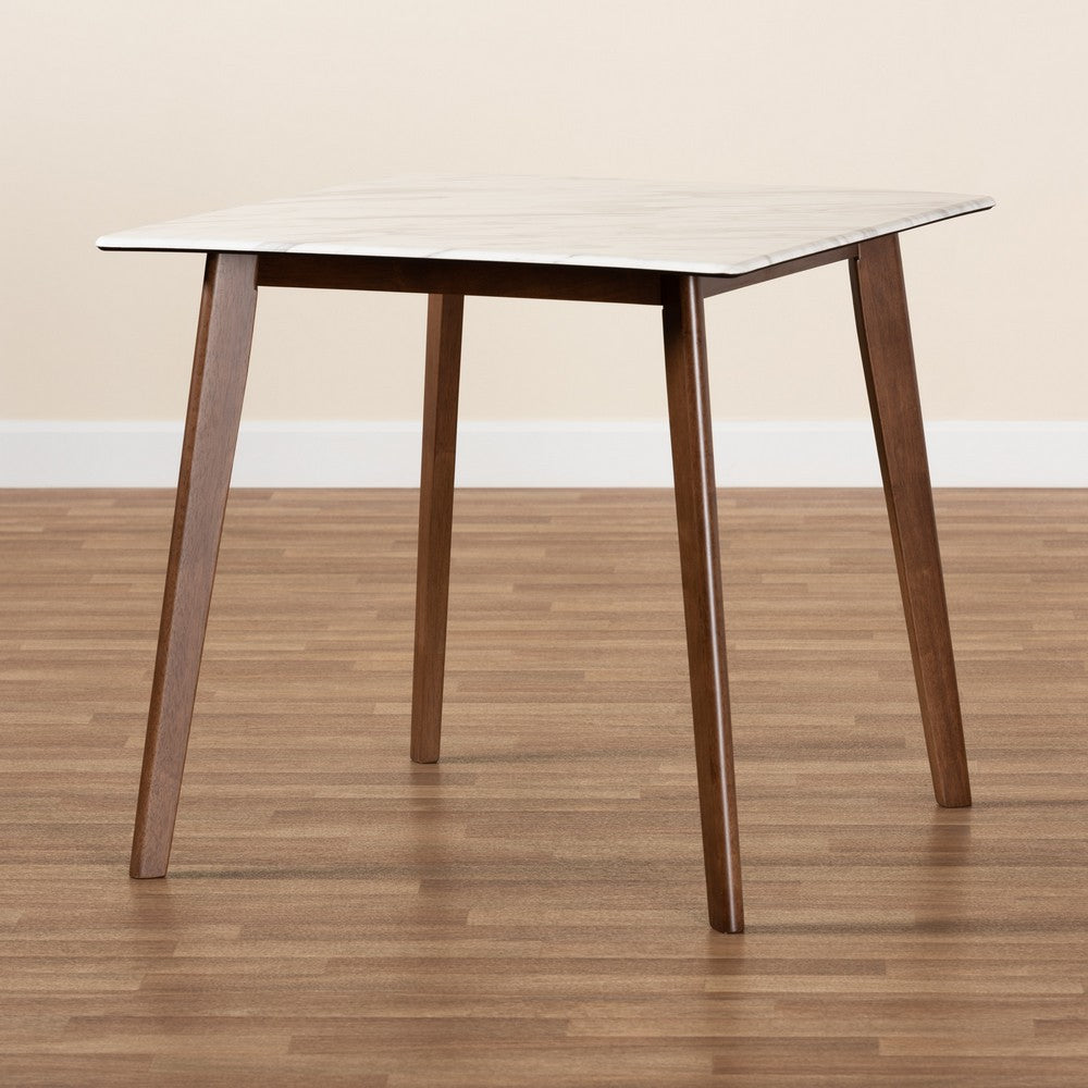 Baxton Studio - Kaylee Dining Table in Marble/Walnut Brown - Kaylee-Marble/Walnut-DT view 6