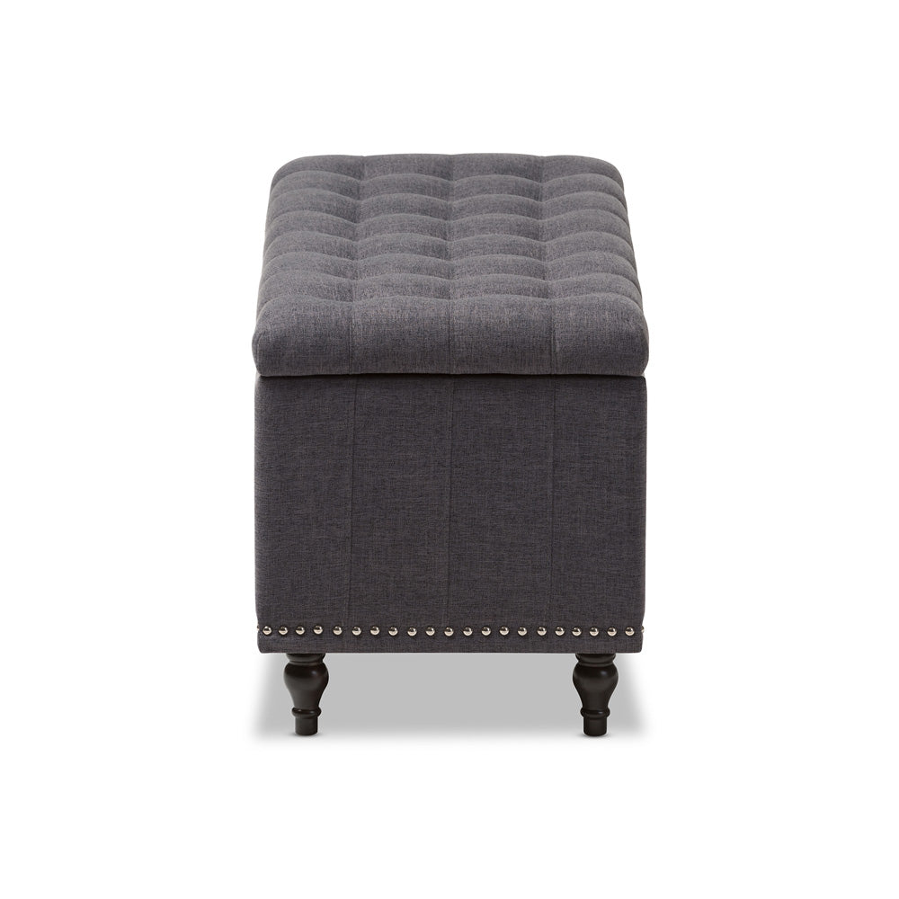 Baxton Studio - Kaylee Storage Bench in Dark Grey - BBT3137-OTTO-Dark Grey-H1217-20 view 2