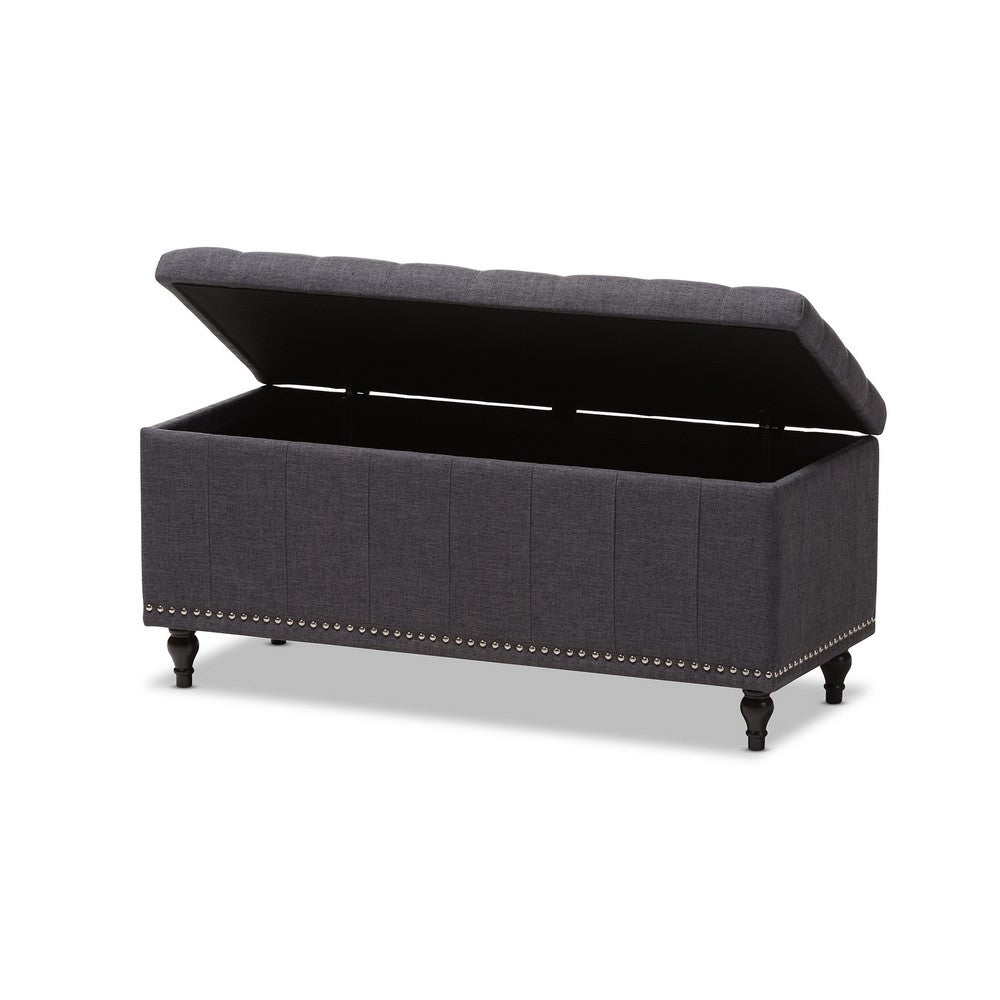 Baxton Studio - Kaylee Storage Bench in Dark Grey - BBT3137-OTTO-Dark Grey-H1217-20 view 4