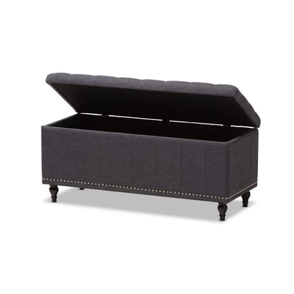 Baxton Studio - Kaylee Storage Bench in Dark Grey - BBT3137-OTTO-Dark Grey-H1217-20 view 4