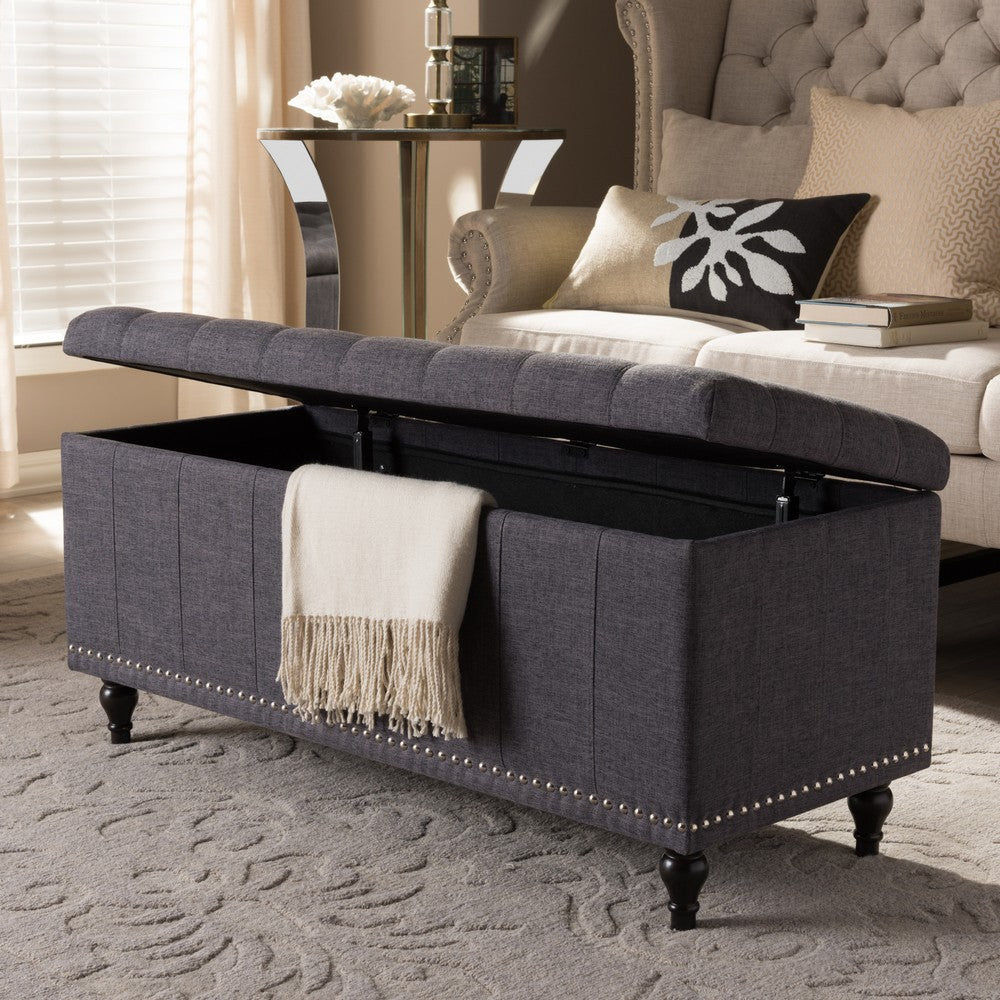 Baxton Studio - Kaylee Storage Bench in Dark Grey - BBT3137-OTTO-Dark Grey-H1217-20 view 7