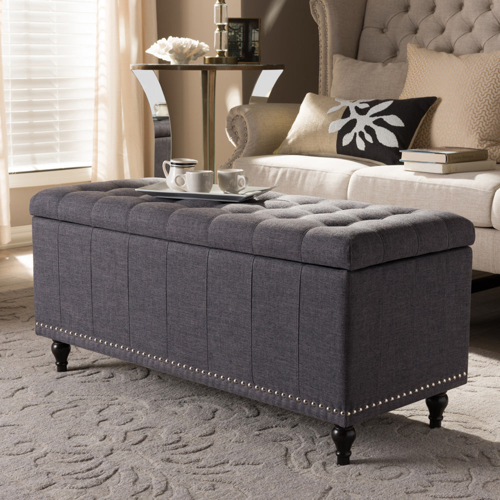 Baxton Studio - Kaylee Storage Bench in Dark Grey - BBT3137-OTTO-Dark Grey-H1217-20 view 9