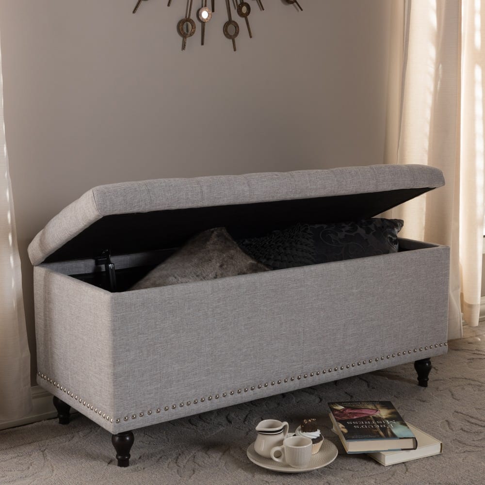 Baxton Studio - Kaylee Storage Bench in Grayish Beige - BBT3137-OTTO-Greyish Beige-H1217-14 view 7
