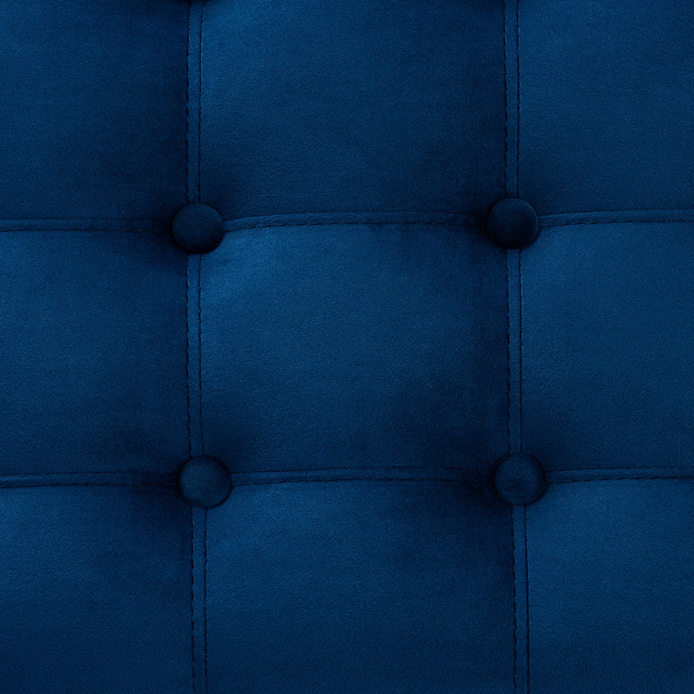 Baxton Studio - Kaylee Storage Ottoman in Navy Blue/Brown - BBT3137-Navy Velvet/Walnut-Otto view 6