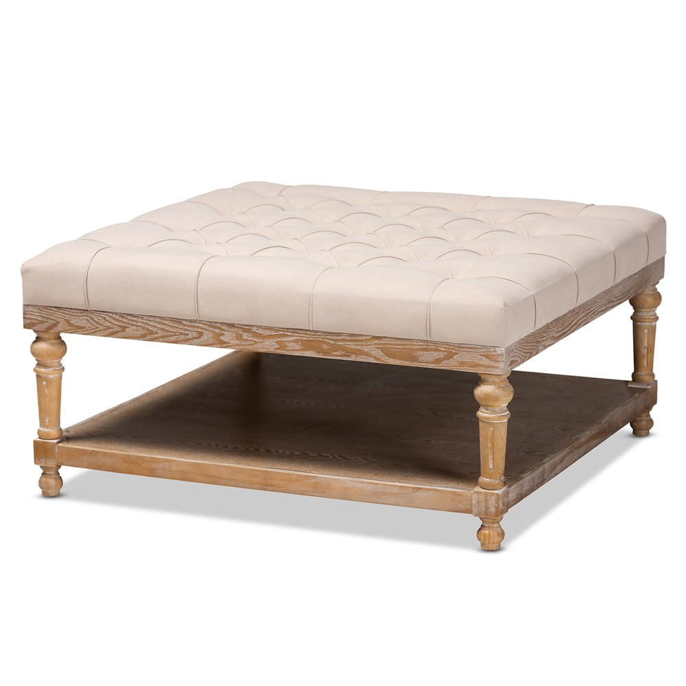 Baxton Studio - Kelly Ottoman in Beige/Greywashed - JY-0001-Beige/Greywashed-Otto view 1