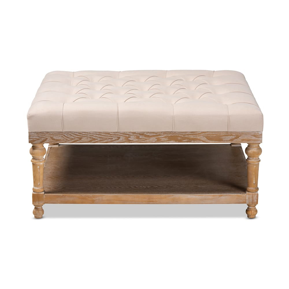 Baxton Studio - Kelly Ottoman in Beige/Greywashed - JY-0001-Beige/Greywashed-Otto view 2
