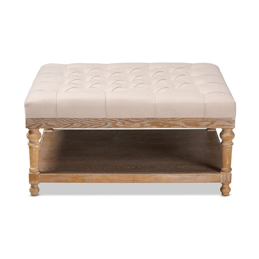 Baxton Studio - Kelly Ottoman in Beige/Greywashed - JY-0001-Beige/Greywashed-Otto view 2