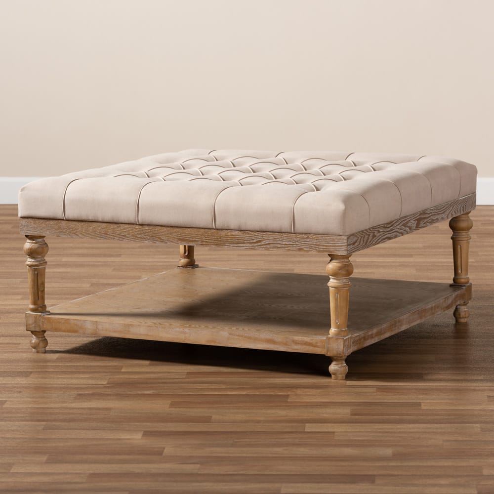 Baxton Studio - Kelly Ottoman in Beige/Greywashed - JY-0001-Beige/Greywashed-Otto view 6