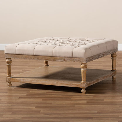 Baxton Studio - Kelly Ottoman in Beige/Greywashed - JY-0001-Beige/Greywashed-Otto view 6