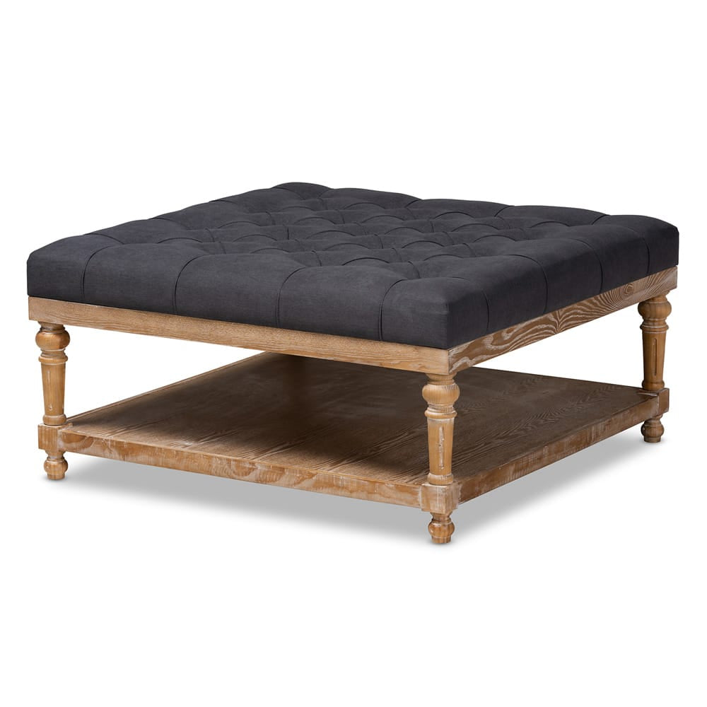 Baxton Studio - Kelly Ottoman in Charcoal/Greywashed - JY-0001-Charcoal/Greywashed-Otto view 1