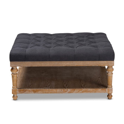 Baxton Studio - Kelly Ottoman in Charcoal/Greywashed - JY-0001-Charcoal/Greywashed-Otto view 2