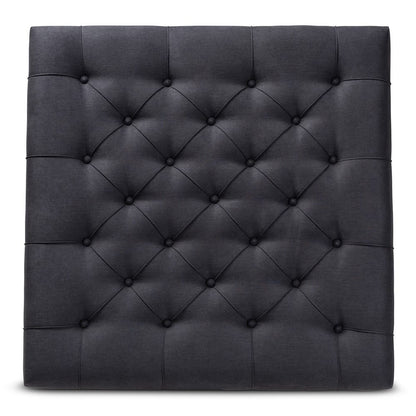 Baxton Studio - Kelly Ottoman in Charcoal/Greywashed - JY-0001-Charcoal/Greywashed-Otto view 3