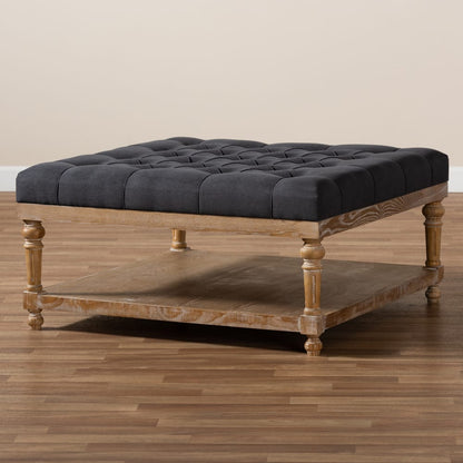 Baxton Studio - Kelly Ottoman in Charcoal/Greywashed - JY-0001-Charcoal/Greywashed-Otto view 6