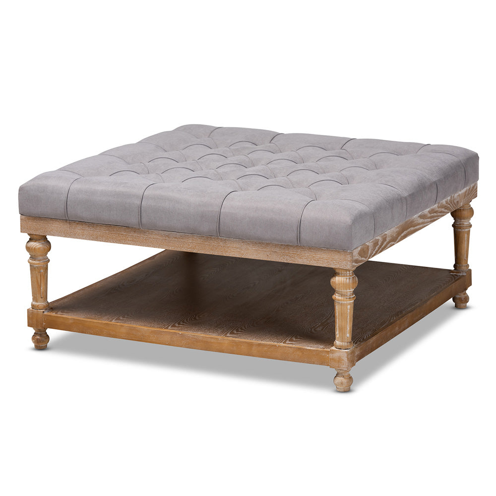 Baxton Studio - Kelly Ottoman in Grey/Greywashed - JY-0001-Grey/Greywashed-Otto view 1