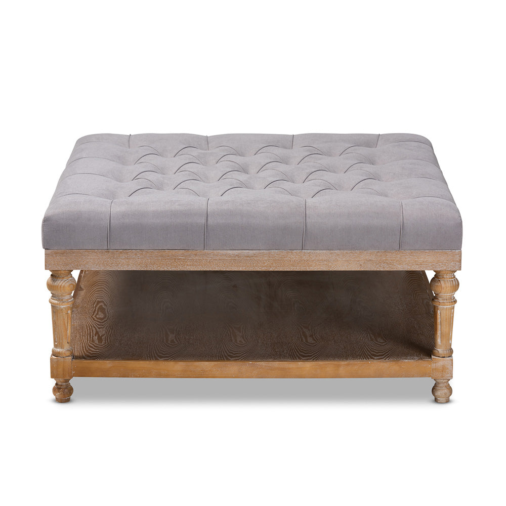 Baxton Studio - Kelly Ottoman in Grey/Greywashed - JY-0001-Grey/Greywashed-Otto view 2