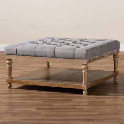 Baxton Studio - Kelly Ottoman in Grey/Greywashed - JY-0001-Grey/Greywashed-Otto view 6