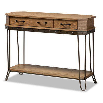 Baxton Studio - Kellyn Console Table in Oak Brown/Black - JY20A066-Oak-Console view 1