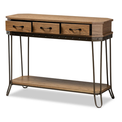Baxton Studio - Kellyn Console Table in Oak Brown/Black - JY20A066-Oak-Console view 2