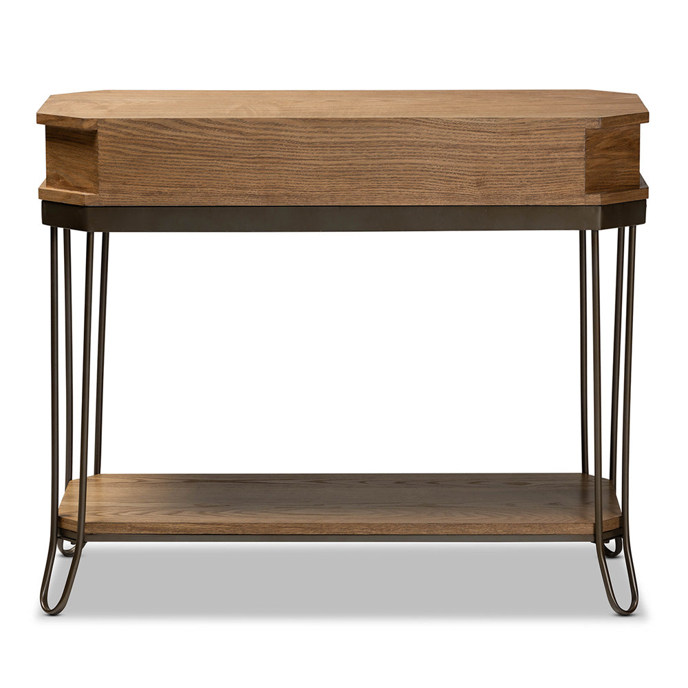 Baxton Studio - Kellyn Console Table in Oak Brown/Black - JY20A066-Oak-Console view 5