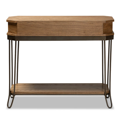 Baxton Studio - Kellyn Console Table in Oak Brown/Black - JY20A066-Oak-Console view 5