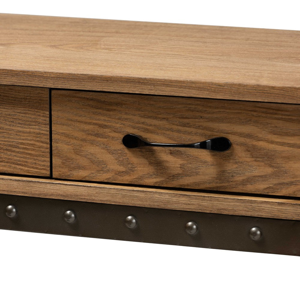 Baxton Studio - Kellyn Console Table in Oak Brown/Black - JY20A066-Oak-Console view 6