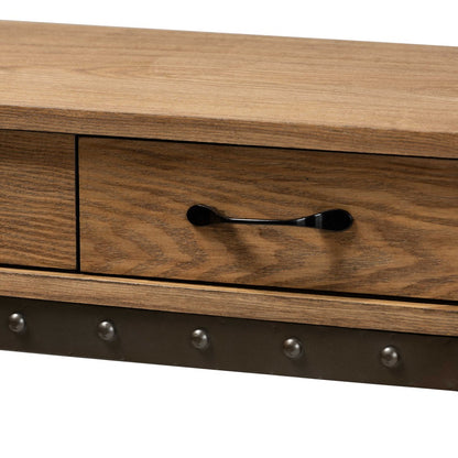 Baxton Studio - Kellyn Console Table in Oak Brown/Black - JY20A066-Oak-Console view 6