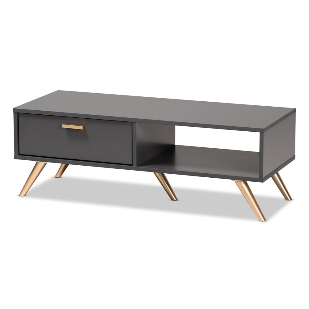 Baxton Studio - Kelson Coffee Table in Dark Grey/Gold - LV19CFT1914-Dark Grey-CT view 1