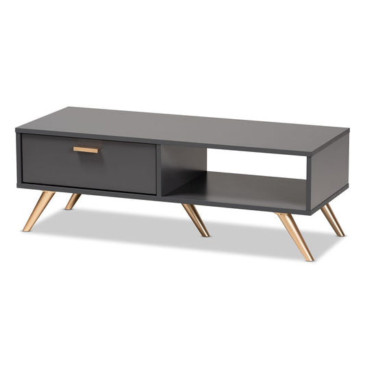Baxton Studio - Kelson Coffee Table in Dark Grey/Gold - LV19CFT1914-Dark Grey-CT view 1