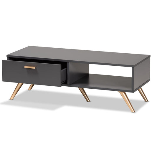 Baxton Studio - Kelson Coffee Table in Dark Grey/Gold - LV19CFT1914-Dark Grey-CT view 2