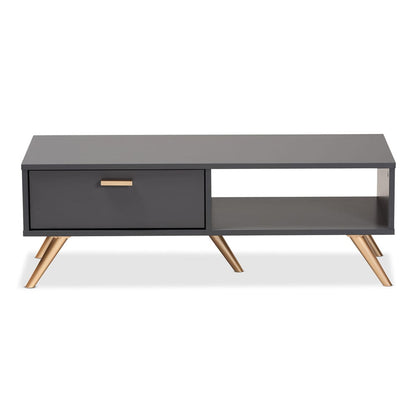 Baxton Studio - Kelson Coffee Table in Dark Grey/Gold - LV19CFT1914-Dark Grey-CT view 3