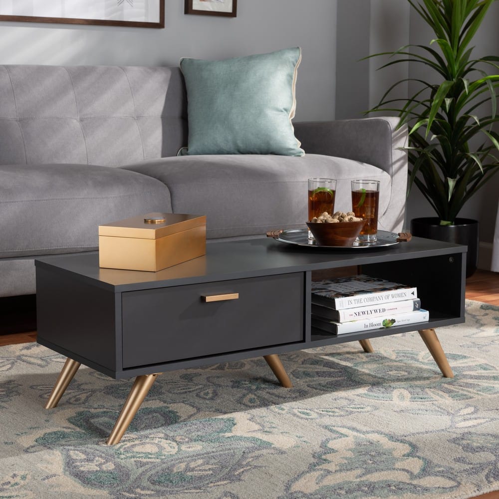 Baxton Studio - Kelson Coffee Table in Dark Grey/Gold - LV19CFT1914-Dark Grey-CT view 8