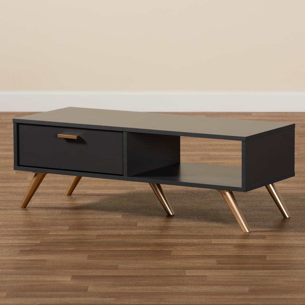 Baxton Studio - Kelson Coffee Table in Dark Grey/Gold - LV19CFT1914-Dark Grey-CT view 9