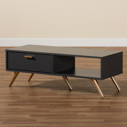 Baxton Studio - Kelson Coffee Table in Dark Grey/Gold - LV19CFT1914-Dark Grey-CT view 9