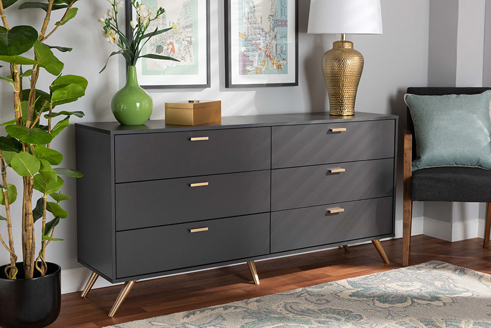 Baxton Studio - Kelson Dresser - LV19COD19231-Dark Grey-6DW-Dresser view 5
