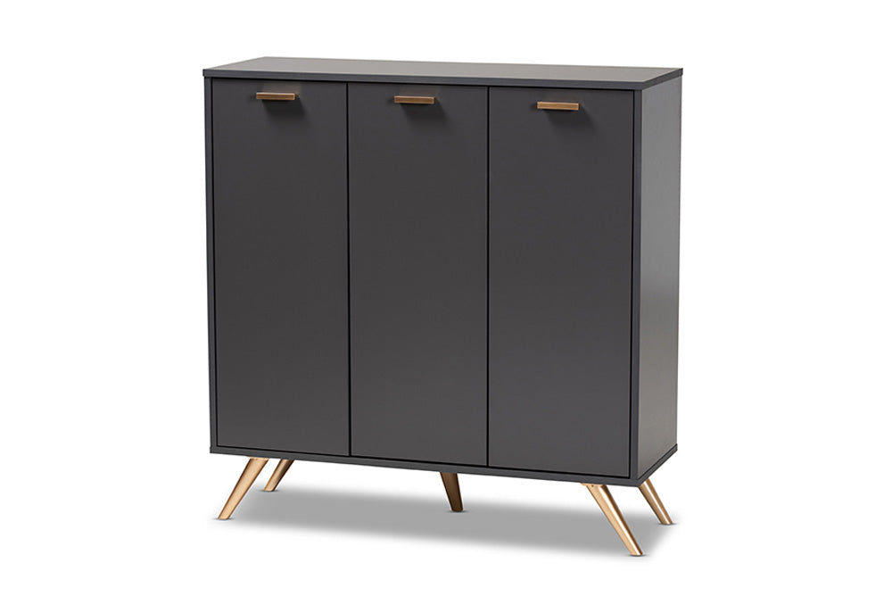 Baxton Studio - Kelson Shoe Cabinet - LV19SC1915-Dark Grey-Shoe Cabinet view 1