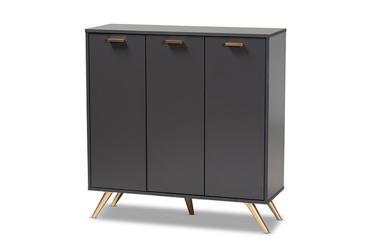 Baxton Studio - Kelson Shoe Cabinet - LV19SC1915-Dark Grey-Shoe Cabinet view 1