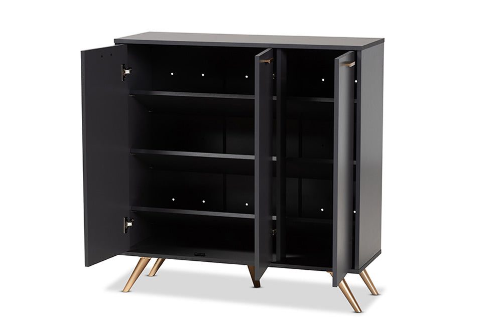 Baxton Studio - Kelson Shoe Cabinet - LV19SC1915-Dark Grey-Shoe Cabinet view 2
