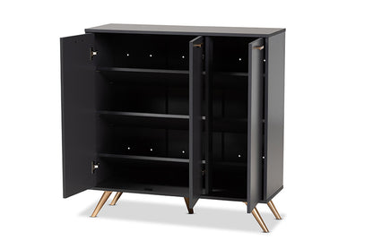 Baxton Studio - Kelson Shoe Cabinet - LV19SC1915-Dark Grey-Shoe Cabinet view 2