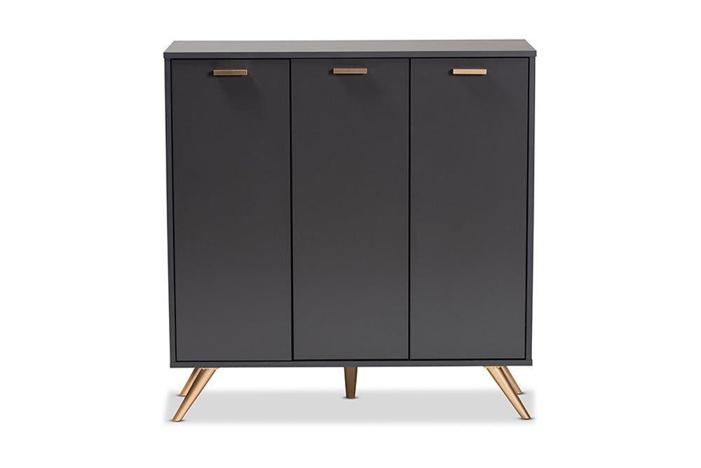 Baxton Studio - Kelson Shoe Cabinet - LV19SC1915-Dark Grey-Shoe Cabinet view 3