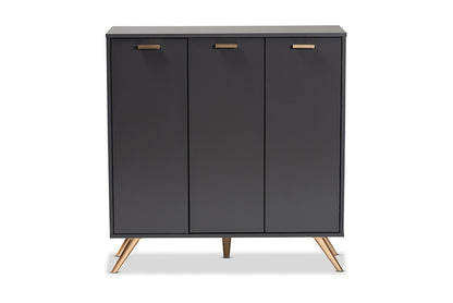 Baxton Studio - Kelson Shoe Cabinet - LV19SC1915-Dark Grey-Shoe Cabinet view 3