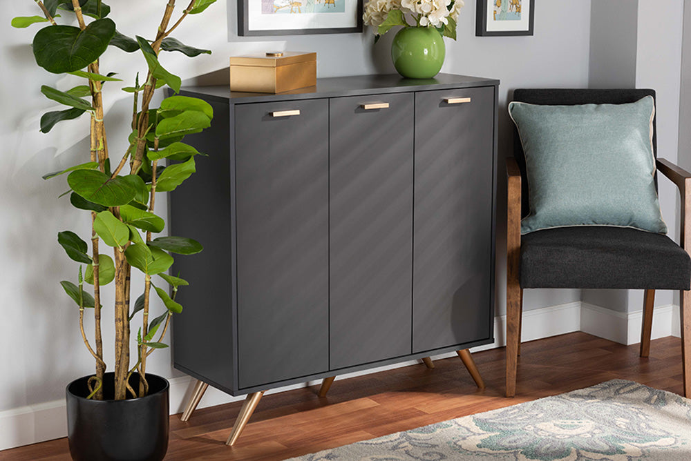 Baxton Studio - Kelson Shoe Cabinet - LV19SC1915-Dark Grey-Shoe Cabinet view 5