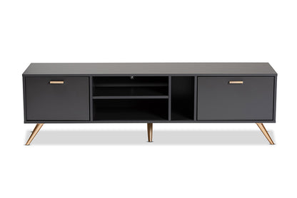 Baxton Studio - Kelson TV Stand - LV19TV1912-Dark Grey-TV view 3