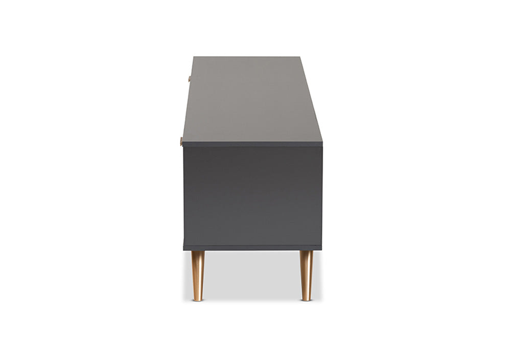 Baxton Studio - Kelson TV Stand - LV19TV1912-Dark Grey-TV view 4