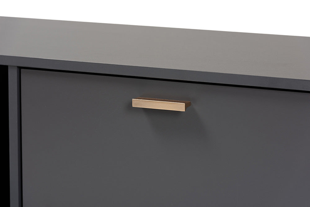 Baxton Studio - Kelson TV Stand - LV19TV1912-Dark Grey-TV view 6