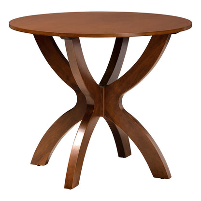Baxton Studio - Kenna Dining Set in Brown/Walnut Brown - Kenna-Walnut Rattan-Round-5PC Dining Set view 3