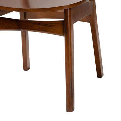 Baxton Studio - Kenna Dining Set in Brown/Walnut Brown - Kenna-Walnut Rattan-Round-5PC Dining Set view 6
