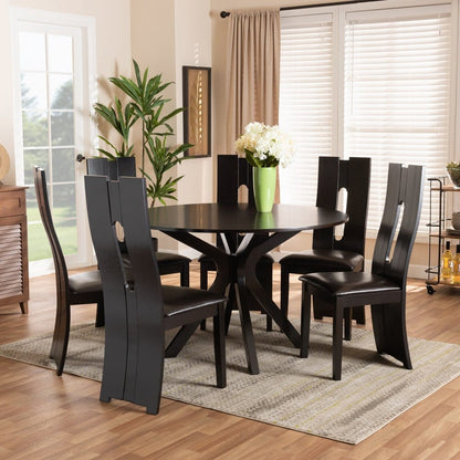 Baxton Studio - Kenyon Dining Set in Dark Brown/Espresso Brown - Kenyon-Dark Brown-7PC Dining Set view 7